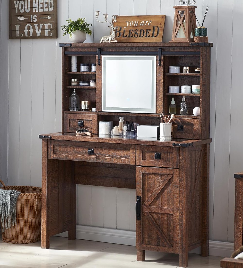 T4TREAM 42" Farmhouse Makeup Vanity in a styled room