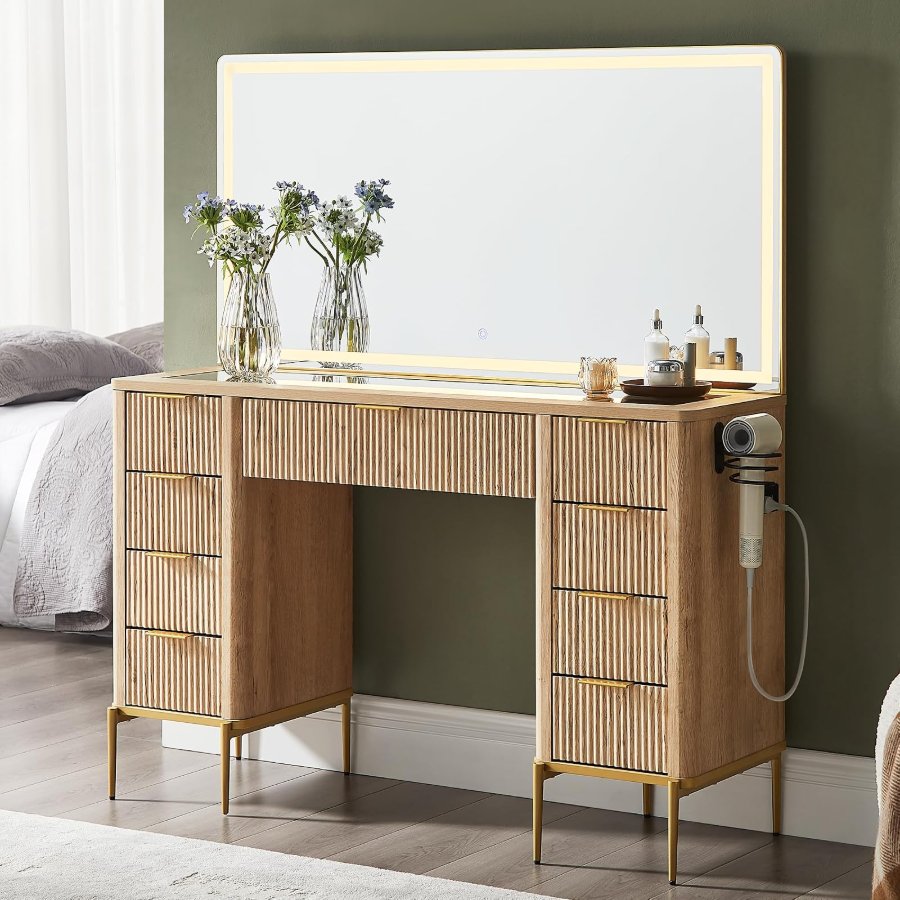 T4TREAM 48" Fluted Makeup Vanity Desk