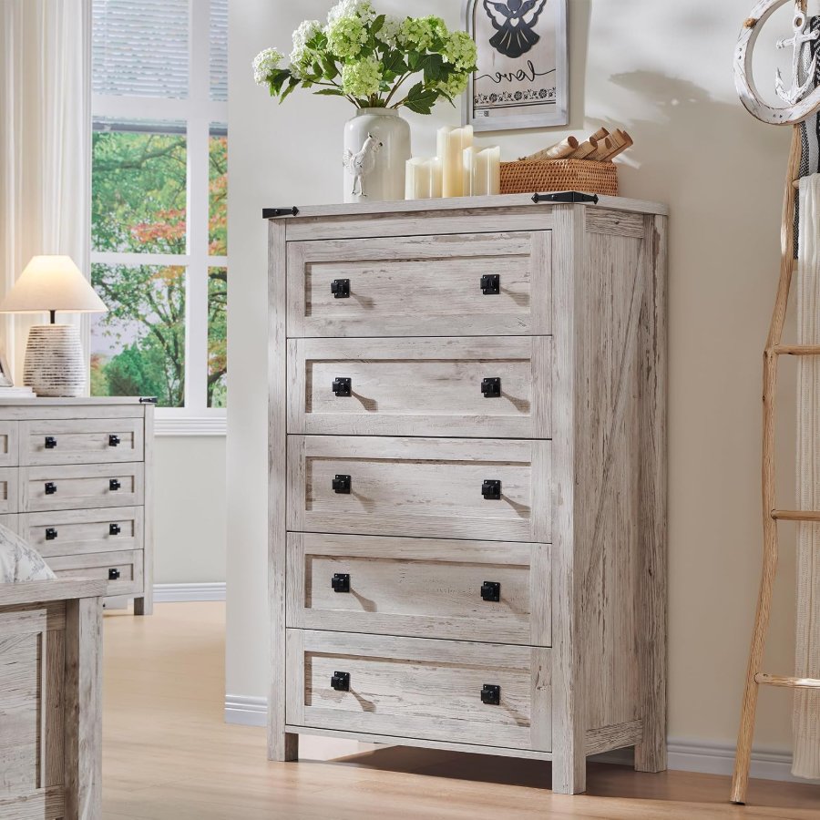 T4TREAM 48" Tall Farmhouse 5-Drawer Dresser