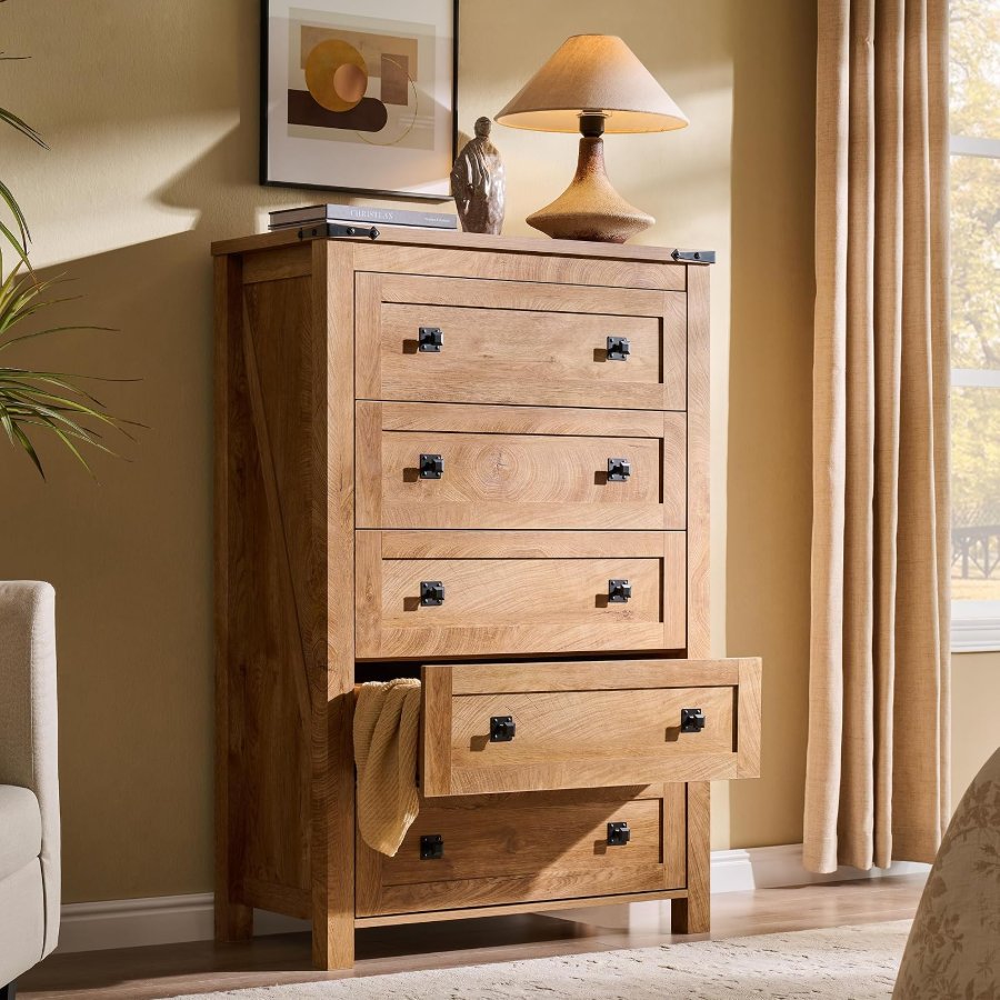 T4TREAM 48" Tall Farmhouse 5-Drawer Dresser