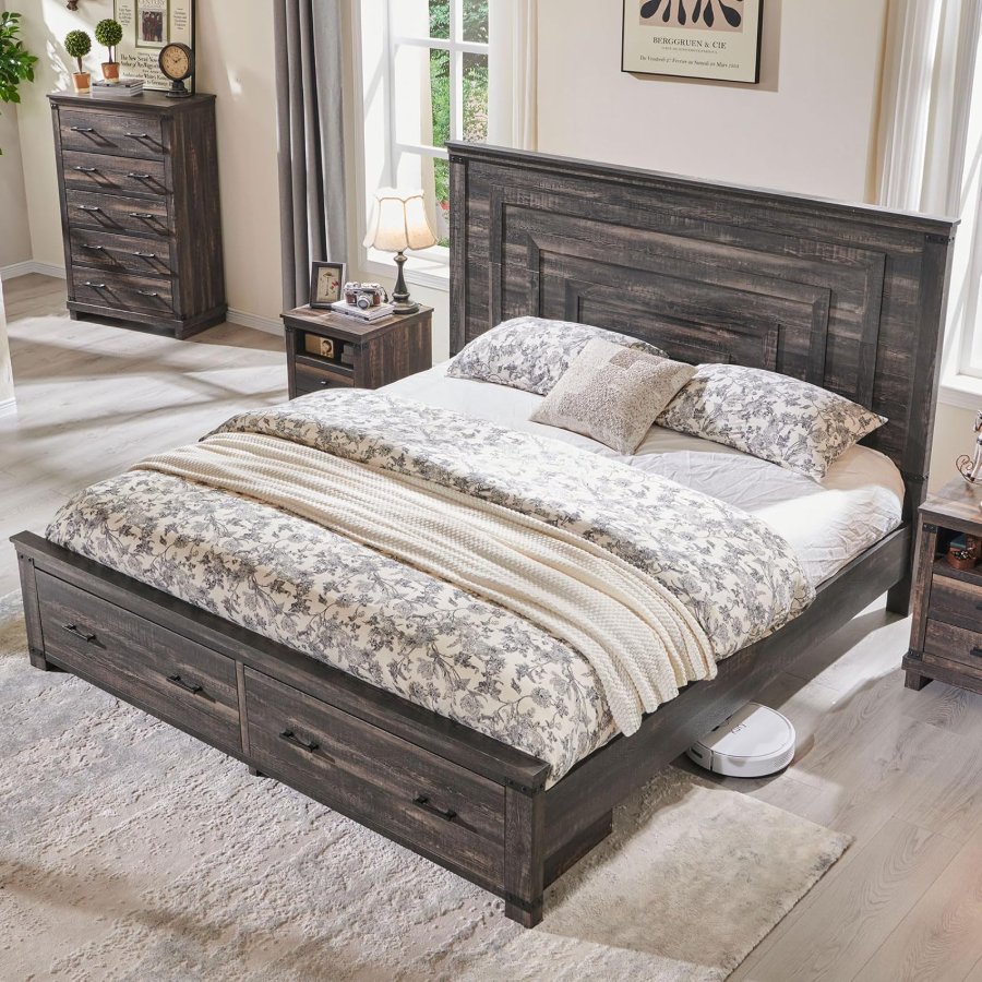 T4TREAM 54" Tall Farmhouse King Size Bed Frame