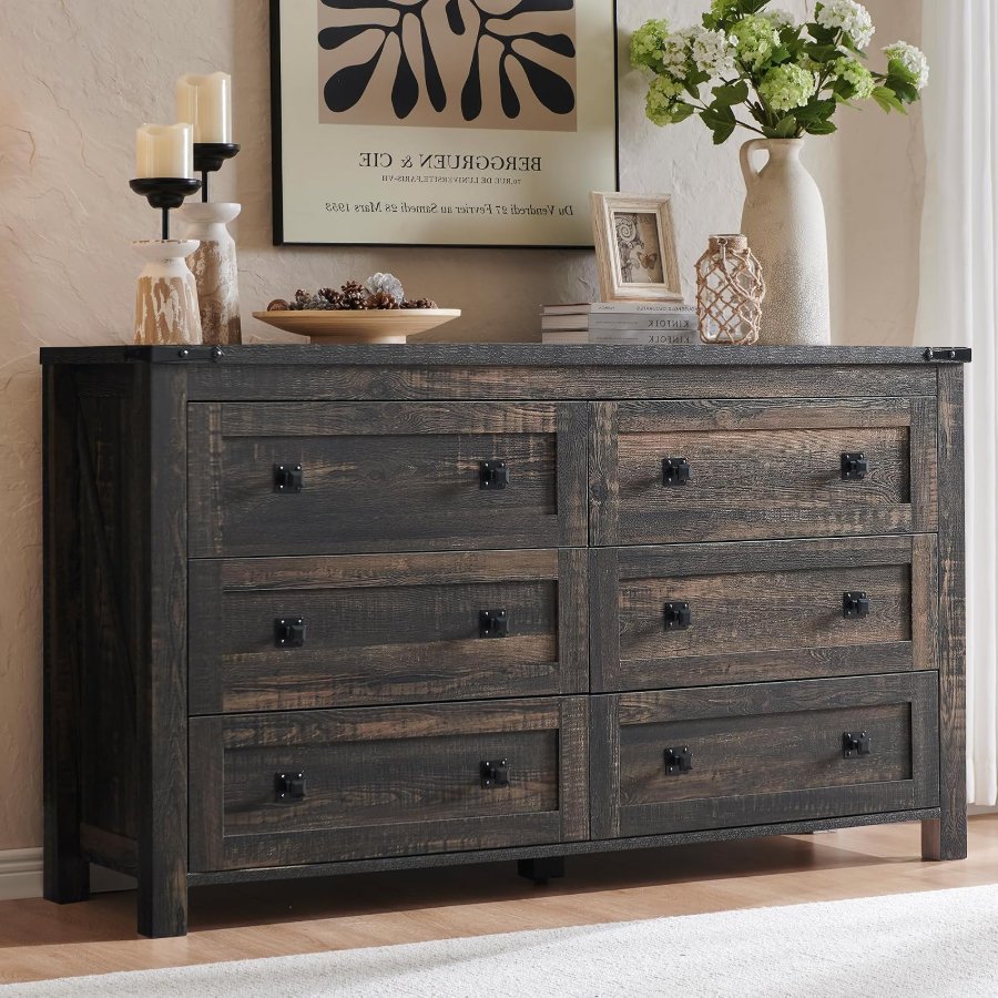 T4TREAM 54" Wide Farmhouse 6-Drawer Dresser