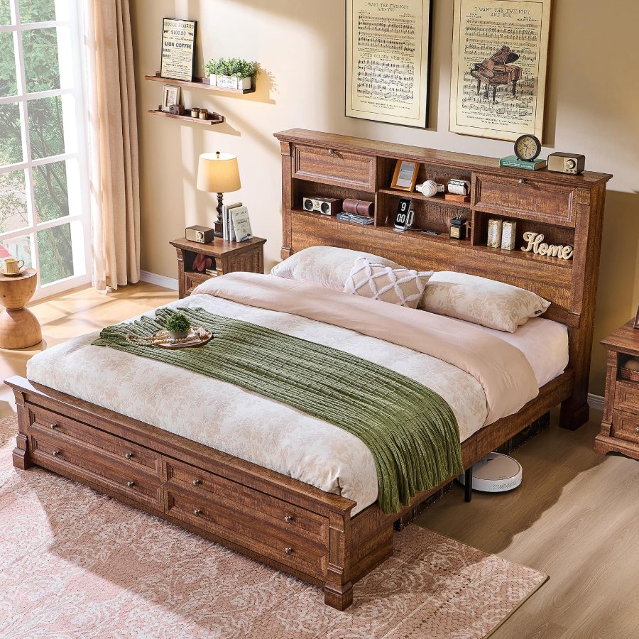 T4TREAM Farmhouse King Size Bed Frame