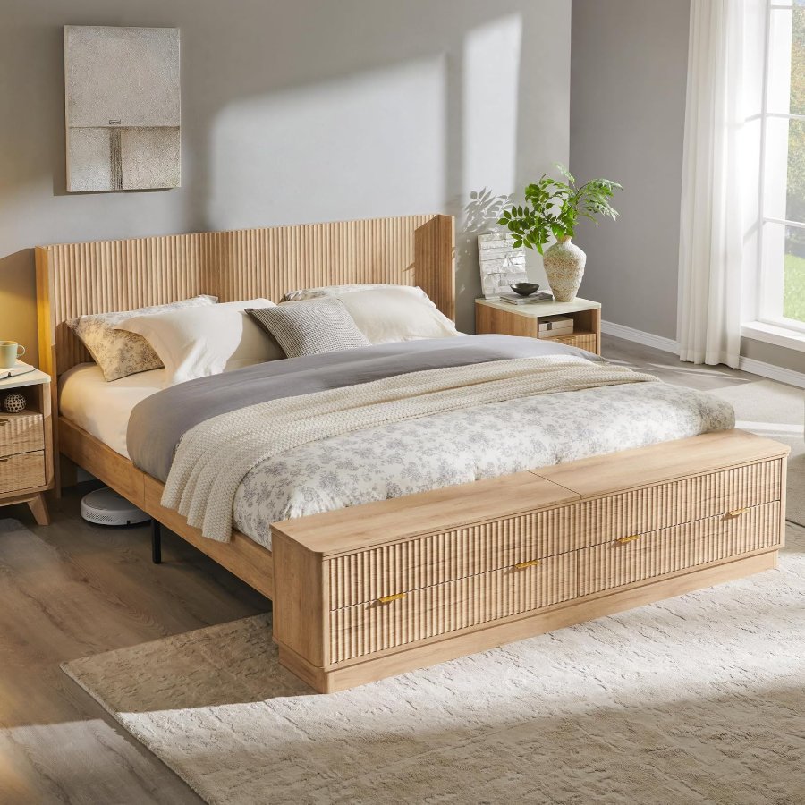 T4TREAM Fluted King Size Bed Frame